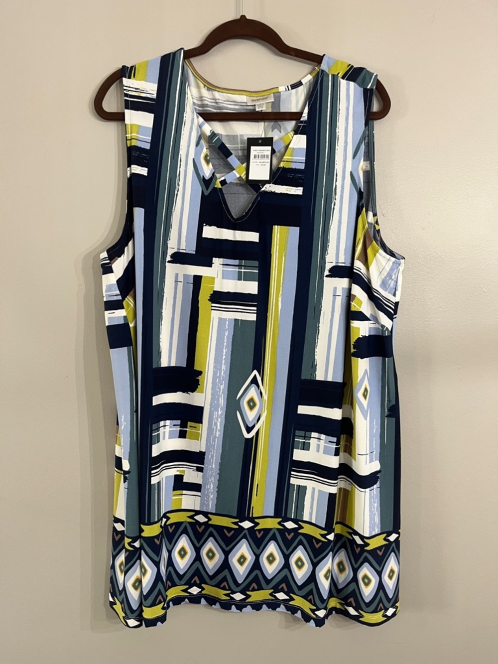 Avenue Lime, Navy & Light Blue Geometric Tunic